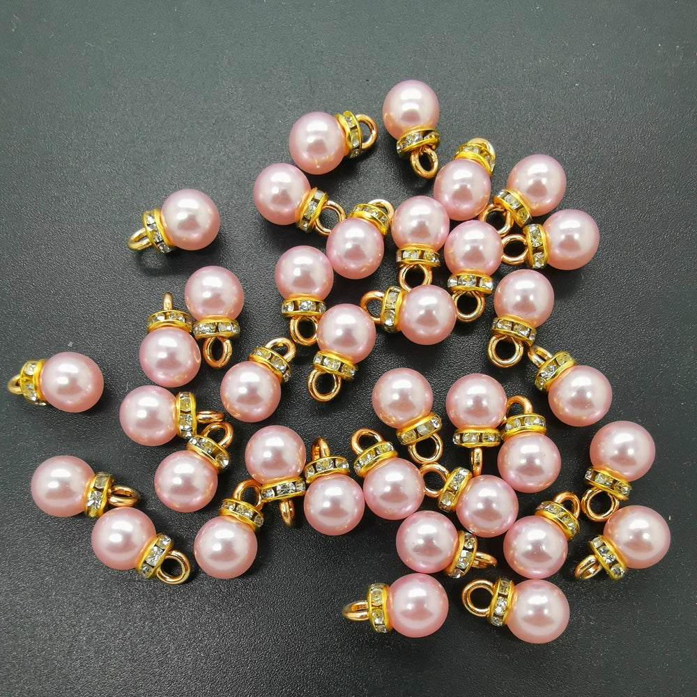 NEW 20pcs 8MM Mini Color Acrylic Pearl Pendant Beads Charm Earrings Ornaments Jewelry Making Parts
