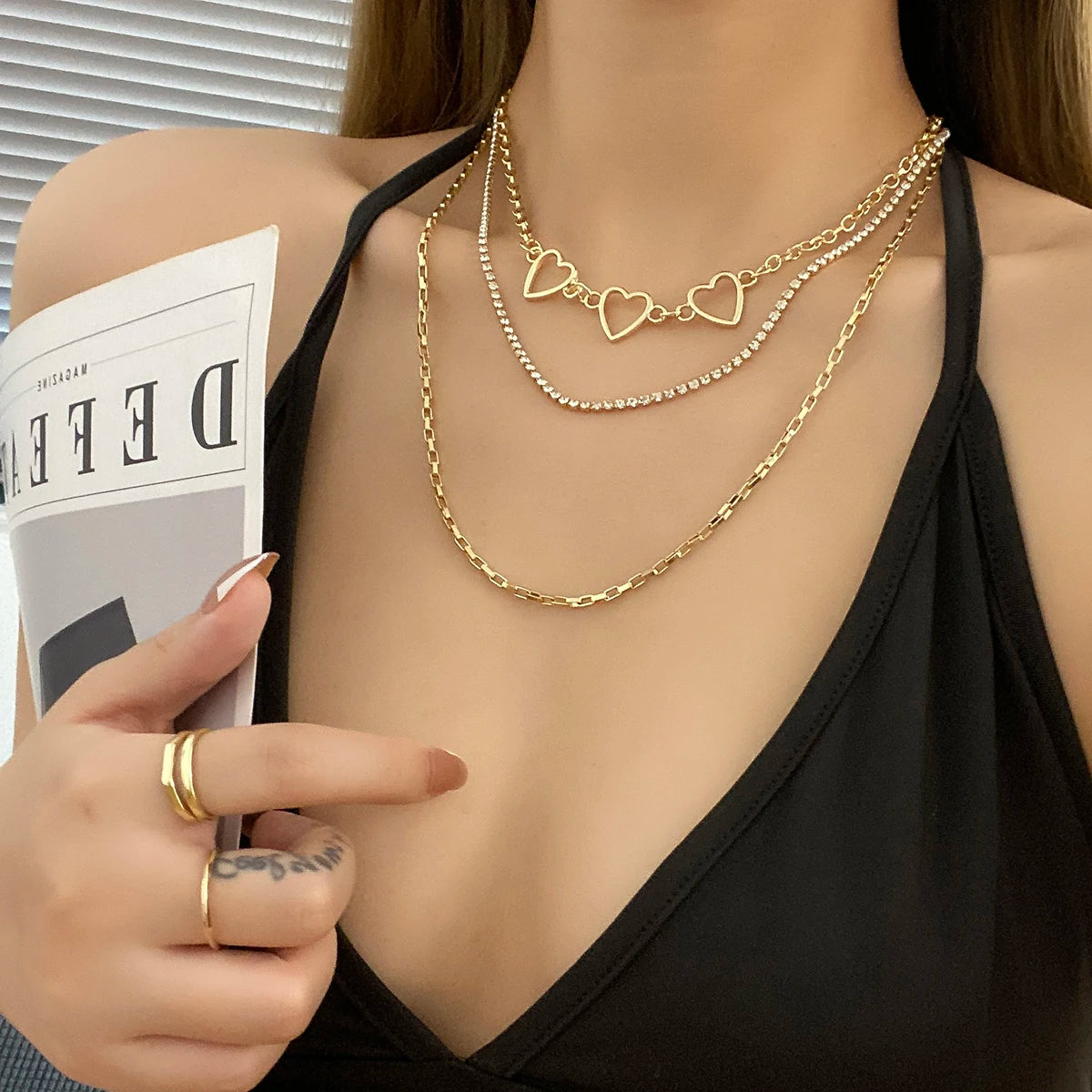 Flashbuy Bohemia Gold Color Metal Chain Pendant Necklace for Women Creative Geometric Statement Fashion Jewelry
