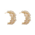 Yhpup Cute Natural Shell Flower Stud Earrings for Women Korean Geometric Small Earrings Copper Jewelry Boucle D'Oreille Femme