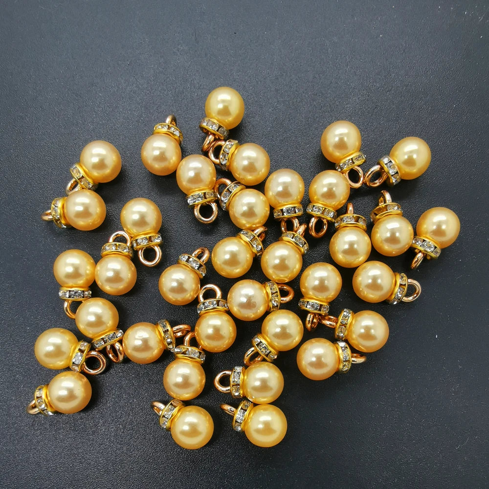 NEW 20pcs 8MM Mini Color Acrylic Pearl Pendant Beads Charm Earrings Ornaments Jewelry Making Parts
