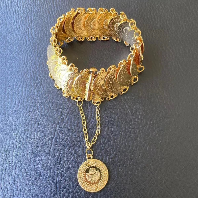 Arabian Dubai Wedding Jewelry Gold Plated Coin Bracelet Free Shipping Item My Order Set Bracelets Luxury Bracelet Women Bangles