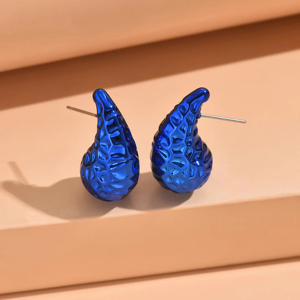 Metallic Color Y2K Water droplets Acrylic Earrings for Women Fashion Geometric Punk Hoop Earrings Fashion Jewelry Gift
