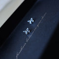 925 Sterling Silver Blue Zircon Butterfly Earrings for Women Exquisite Mini Jewelry Gift
