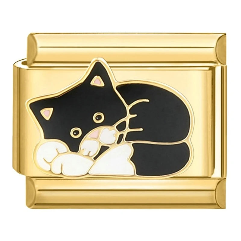 Pandach New Fashion Star Moon Black Cat Owl Lipstick Italian Charms Links Fit 9mm Bracelets Stainless Steel DIY Jewelry Making