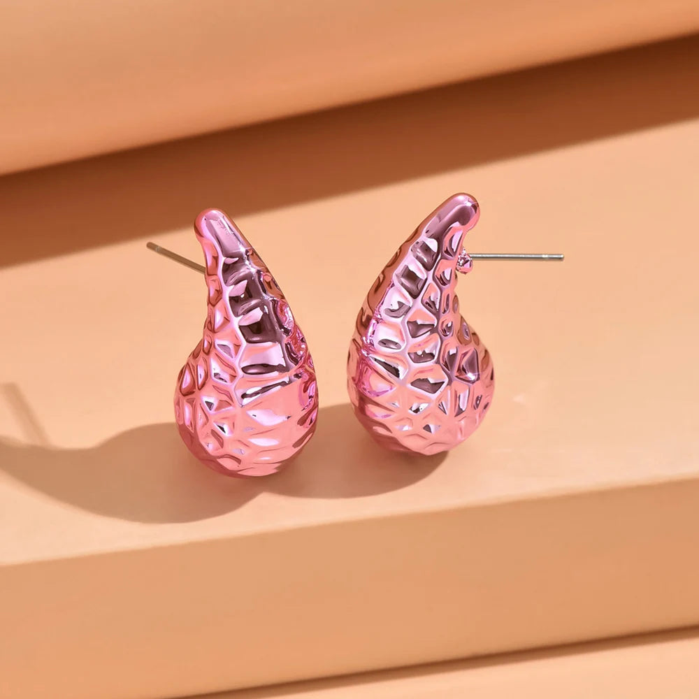 Metallic Color Y2K Water droplets Acrylic Earrings for Women Fashion Geometric Punk Hoop Earrings Fashion Jewelry Gift