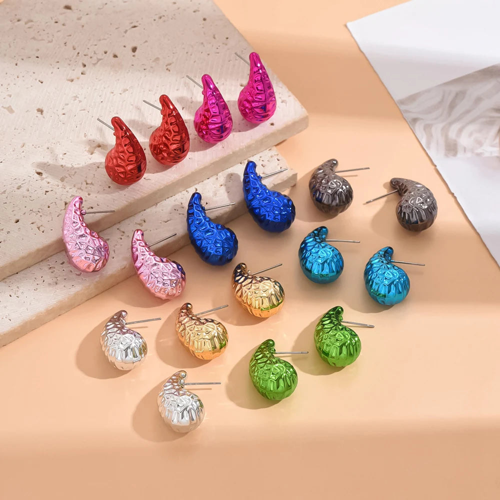 Metallic Color Y2K Water droplets Acrylic Earrings for Women Fashion Geometric Punk Hoop Earrings Fashion Jewelry Gift