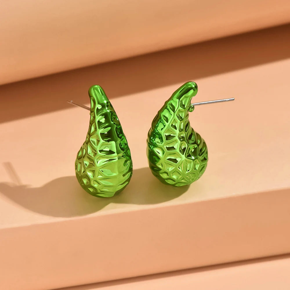 Metallic Color Y2K Water droplets Acrylic Earrings for Women Fashion Geometric Punk Hoop Earrings Fashion Jewelry Gift