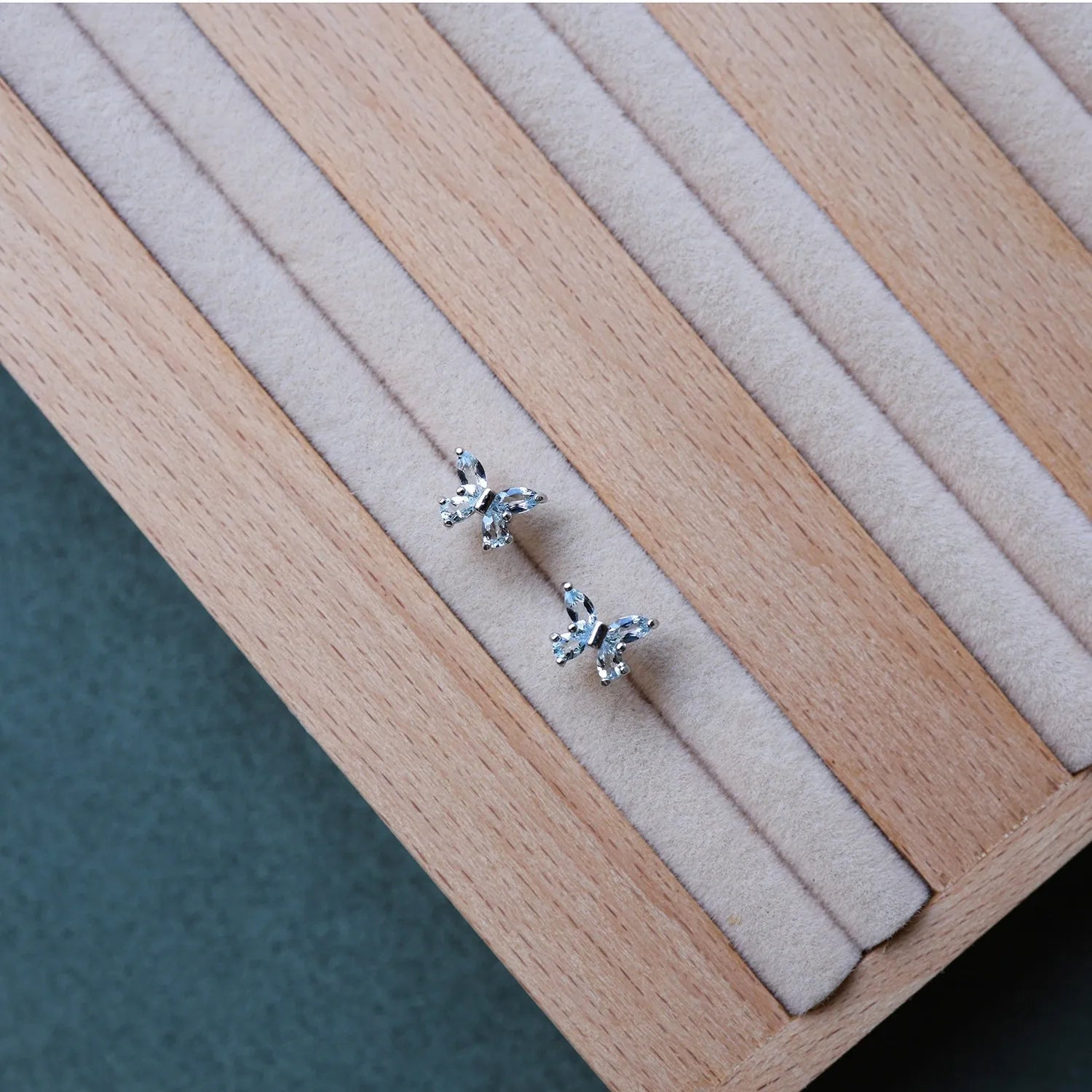 925 Sterling Silver Blue Zircon Butterfly Earrings for Women Exquisite Mini Jewelry Gift