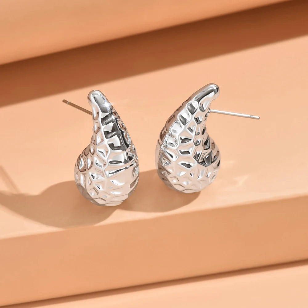 Metallic Color Y2K Water droplets Acrylic Earrings for Women Fashion Geometric Punk Hoop Earrings Fashion Jewelry Gift