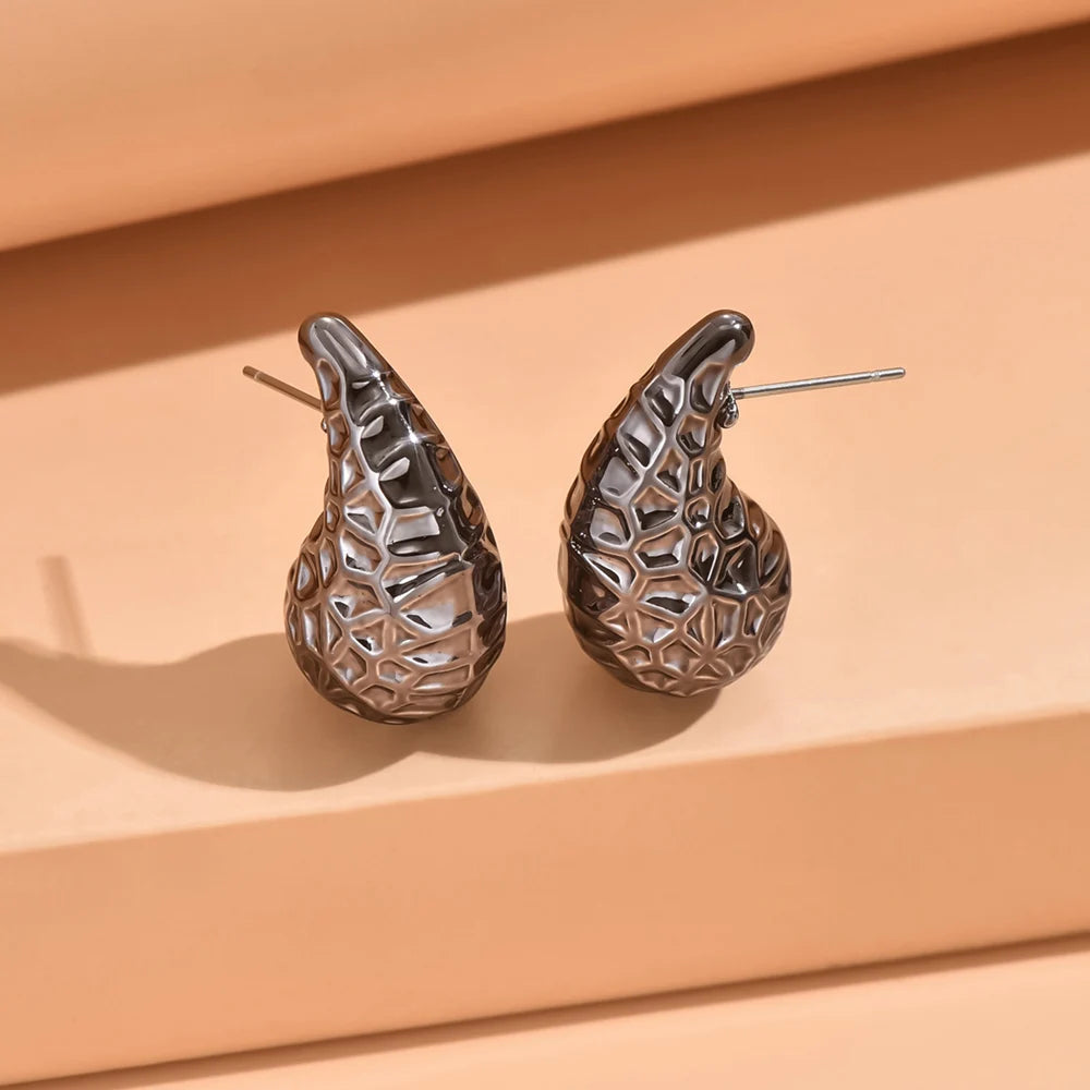 Metallic Color Y2K Water droplets Acrylic Earrings for Women Fashion Geometric Punk Hoop Earrings Fashion Jewelry Gift