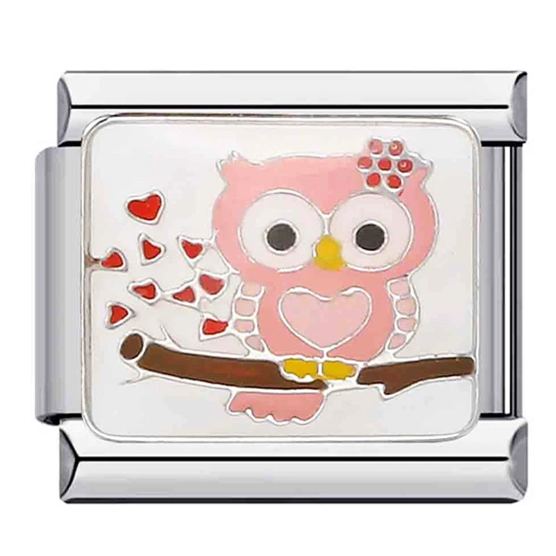Pandach New Fashion Star Moon Black Cat Owl Lipstick Italian Charms Links Fit 9mm Bracelets Stainless Steel DIY Jewelry Making