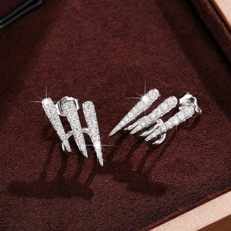 Huitan Fashion Contracted Design Lines Stud Earrings for Women Silver Color New Trendy Female Ear Piercing Accessories Jewelry