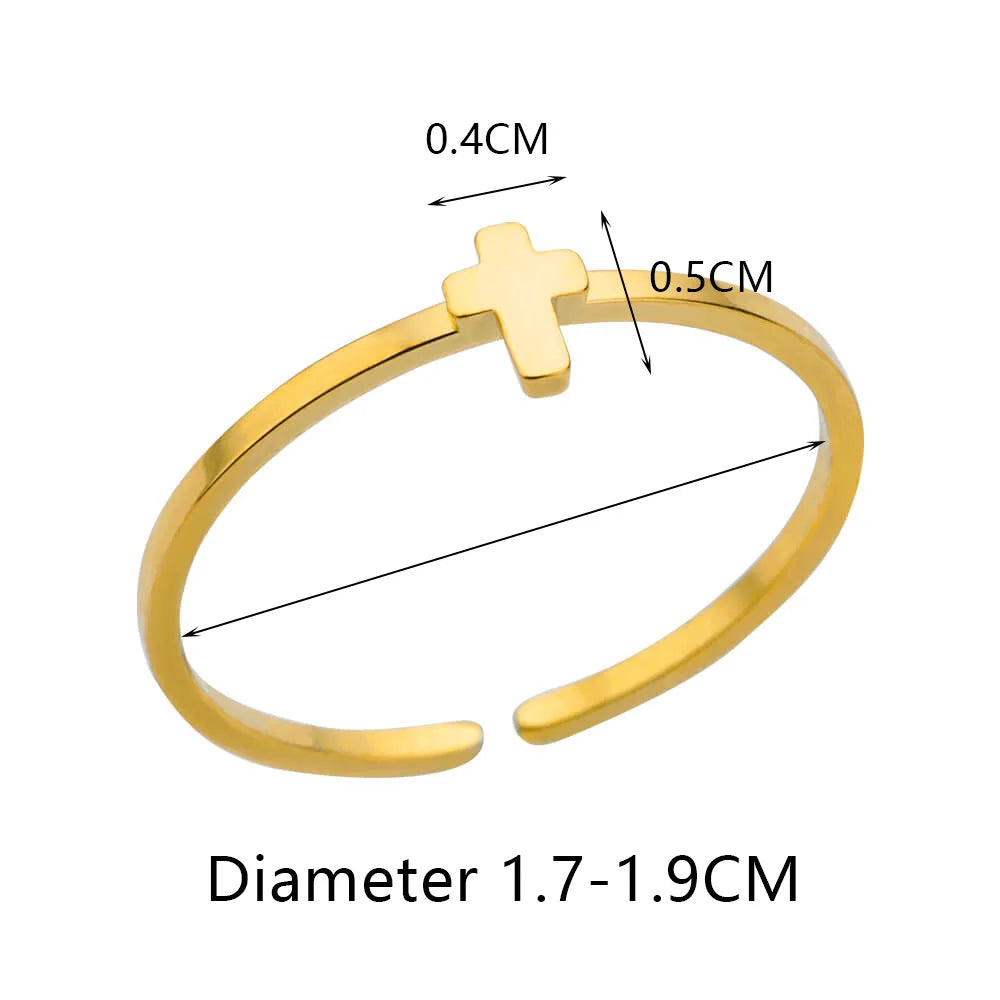 Cross Rings for Women Gold Color Opening Stainless Steel Ring 2024 Trend Party Wedding Jewelry Freeshipping Items anillos mujer