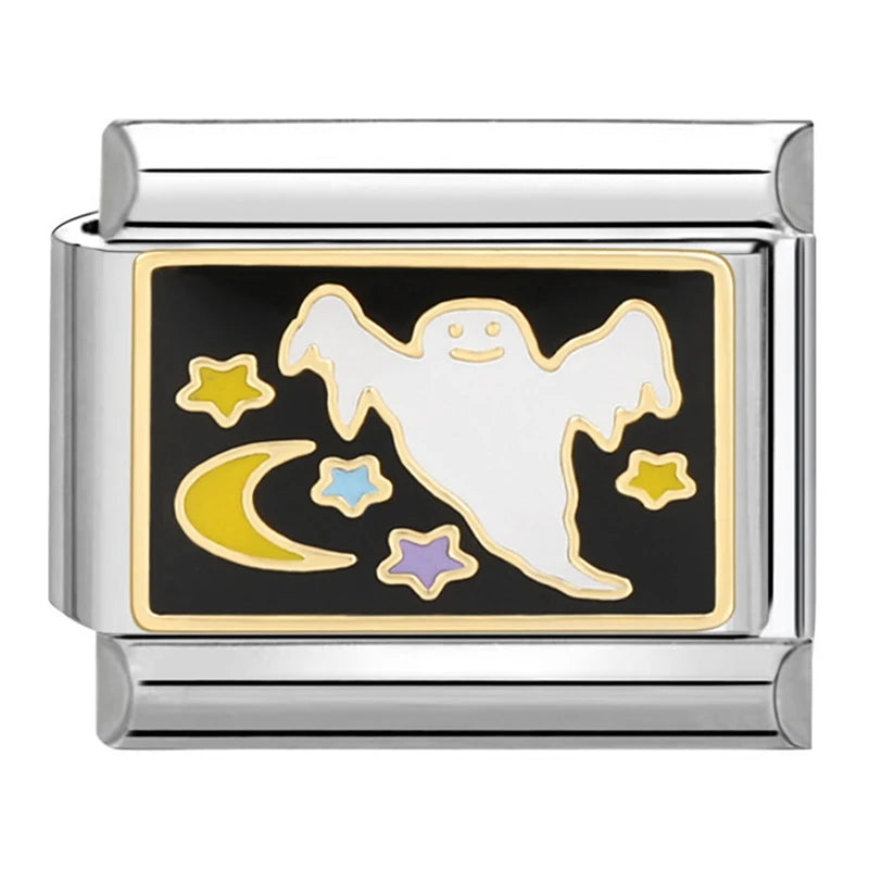 Pandach New Fashion Star Moon Black Cat Owl Lipstick Italian Charms Links Fit 9mm Bracelets Stainless Steel DIY Jewelry Making