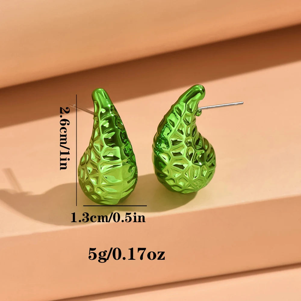 Metallic Color Y2K Water droplets Acrylic Earrings for Women Fashion Geometric Punk Hoop Earrings Fashion Jewelry Gift