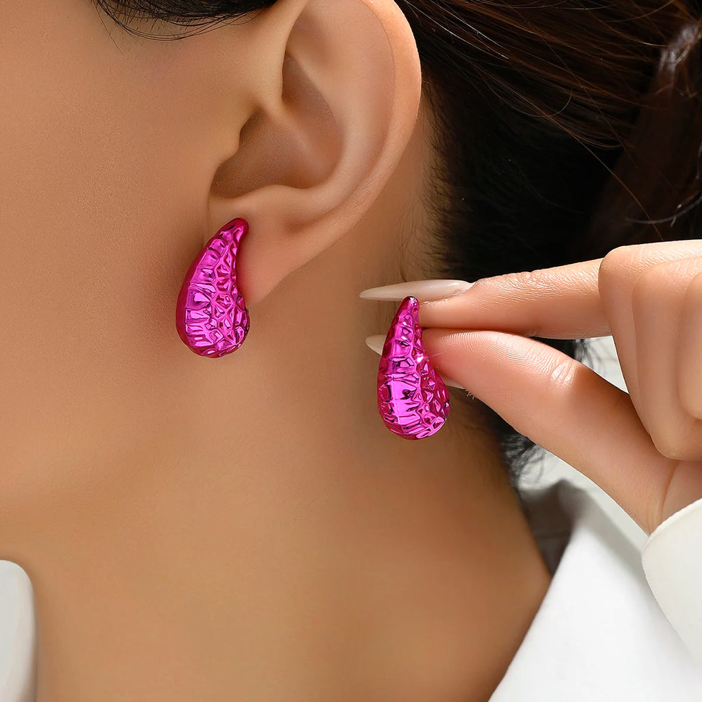 Metallic Color Y2K Water droplets Acrylic Earrings for Women Fashion Geometric Punk Hoop Earrings Fashion Jewelry Gift