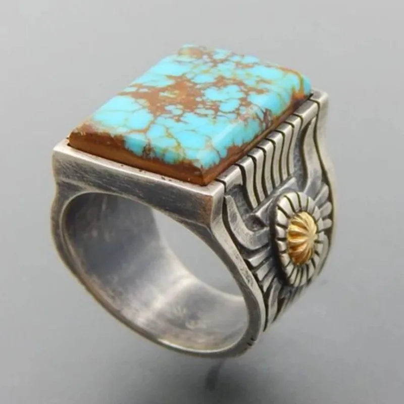 Vintage Square Statement Ring Minimalist Retro Jewelry for Women, Chic Vacation & Party Accessory